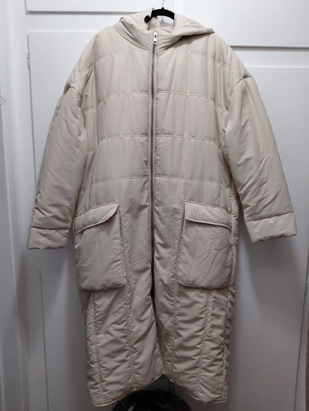 Asos Cream Hooded Puffer Coat